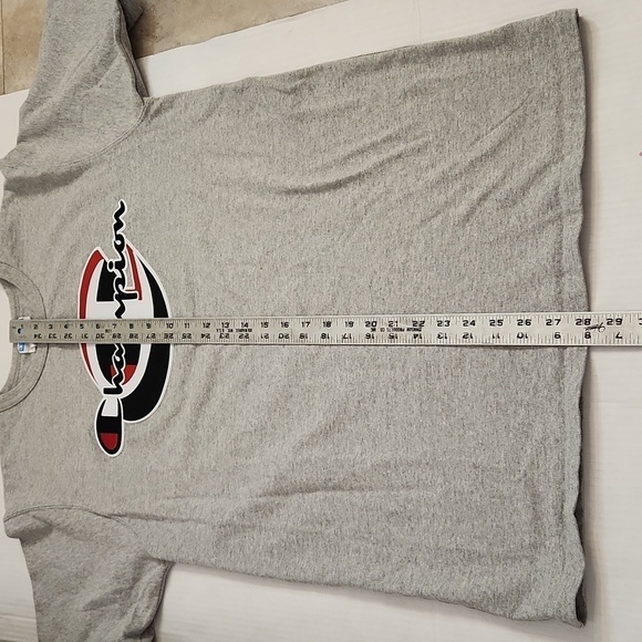 Champion Men's Gray T-Shirt L, Embroidered Logo, Crew Neck - Picture 9 of 9